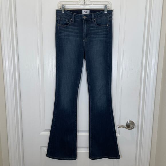Paige Jeans High Rise Bell Canyon Flare Nottingham Wash Dark Stretch 29 - Picture 2 of 5